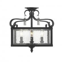 Golden 2049-SF BLK - Valencia Semi-Flush (Convertible) in Matte Black with Seeded Glass