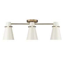 Golden 2122-3SF MBS-GE - Reeva 3 Light Semi-Flush in Modern Brass with Glossy Ecru Shade