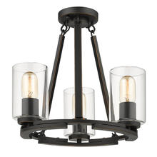 Golden 7041-SF BLK-CLR - Monroe 3 Light Semi-Flush