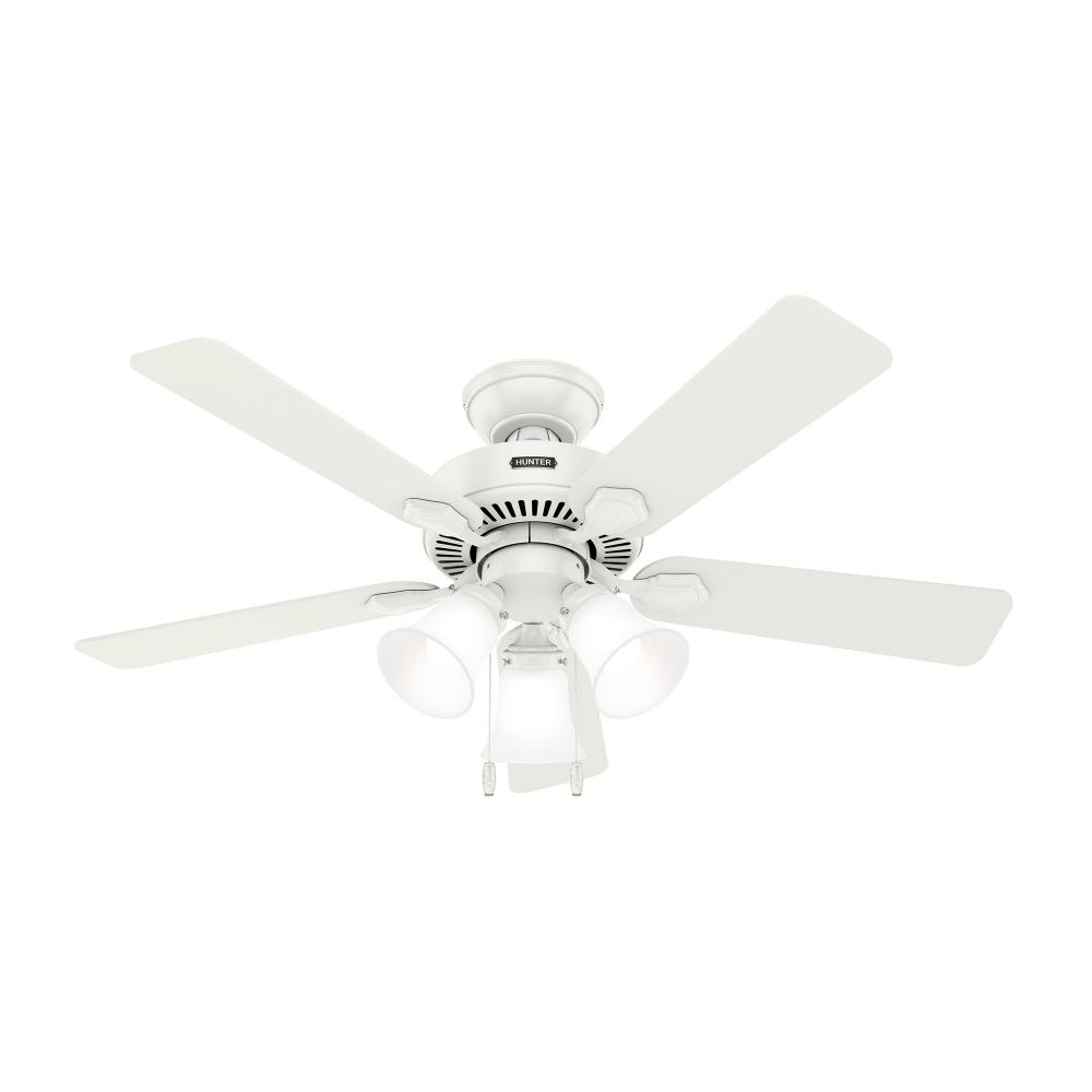 Hunter 44 inch Swanson ENERGY STAR® Fresh White Ceiling Fan with LED Light Kit and Pull Chain