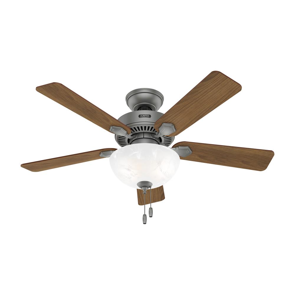 Hunter 44 inch Swanson ENERGY STAR® Matte Silver Ceiling Fan with LED Light Kit and Pull Chain