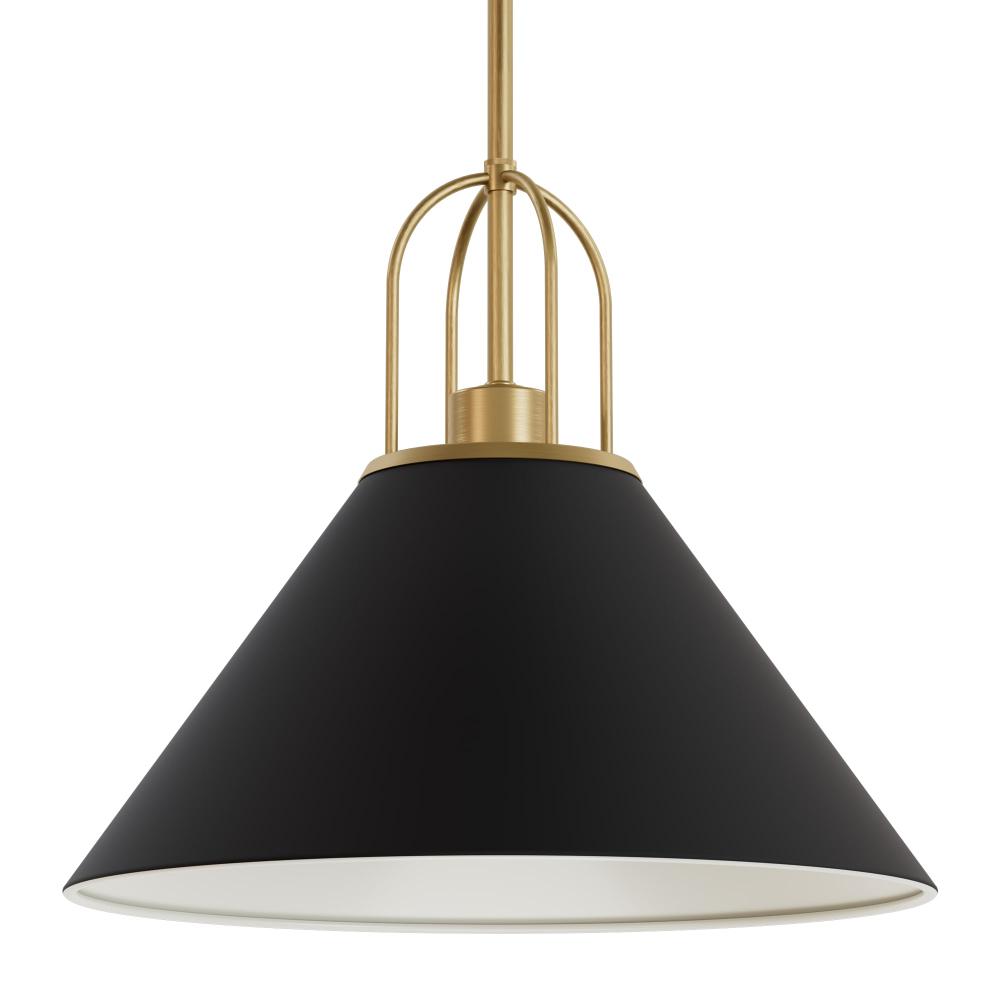 Hunter Carrington Isle Matte Black and Luxe Gold 1 Light Pendant Ceiling Light Fixture