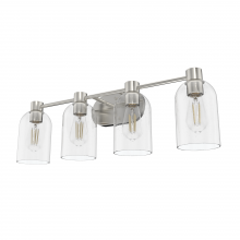 Hunter 19710 - Hunter Lochemeade Brushed Nickel with Seeded Glass 4 Light Bathroom Vanity Wall Light Fixture