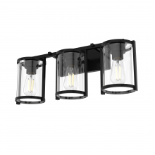 Hunter 48004 - Hunter Astwood Matte Black with Clear Glass 3 Light Bathroom Vanity Wall Light Fixture