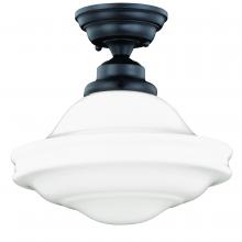 Vaxcel International C0178 - Huntley 12-in Semi Flush Ceiling Light Milk Glass Oil Rubbed Bronze