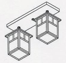 Arroyo Craftsman MCM-5/2EGW-AB - 5" mission 2 light ceiling mount without overlay (empty)