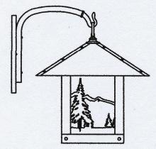 Arroyo Craftsman TRB-16MNGW-BK - 16" timber ridge wall bracket with mountain filigree