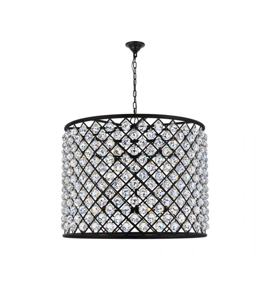 Madison 12 light Matte Black Chandelier Clear Royal Cut Crystal