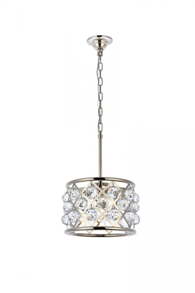 Madison 3 light polished Nickel Pendant Clear Royal Cut Crystal