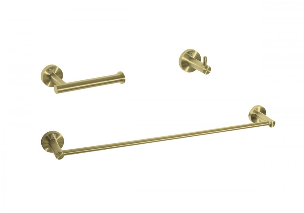 Freya 3-Piece Bathroom Hardware Set in Brushed Gold