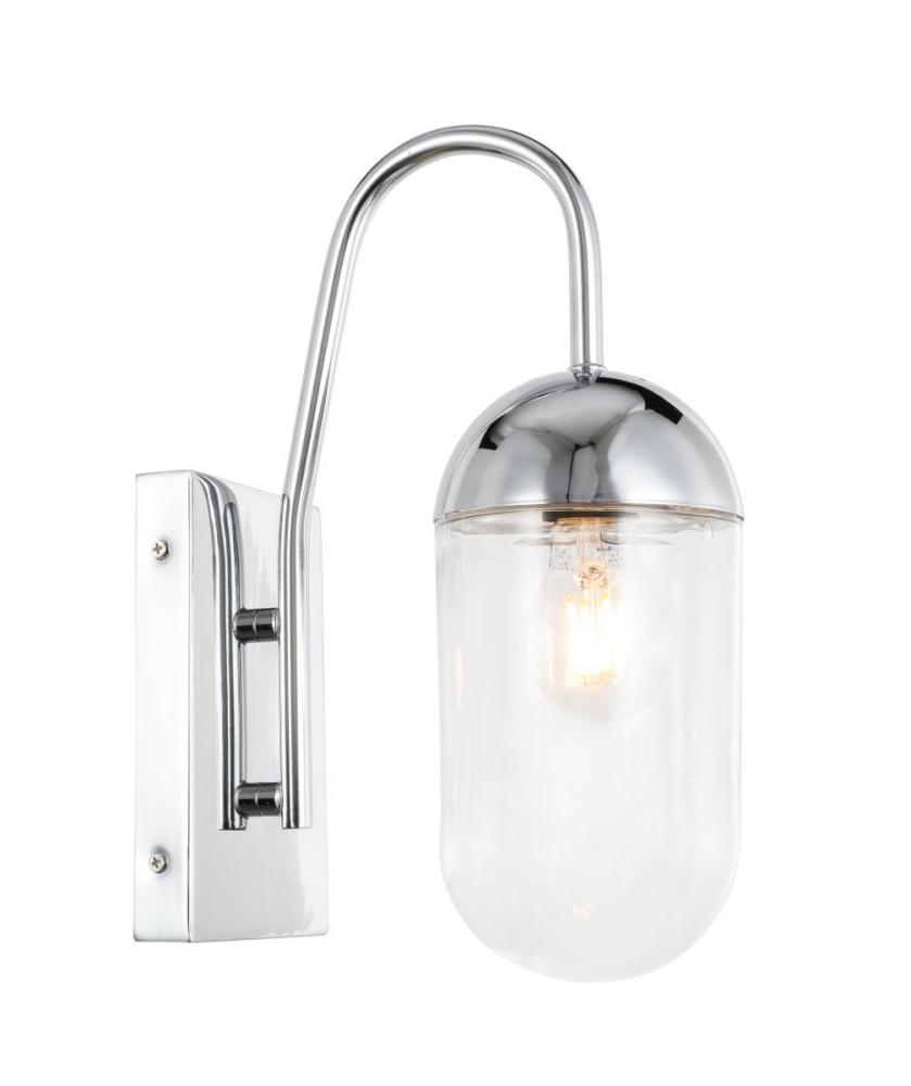 Kace 1 light Chrome and Clear glass wall sconce