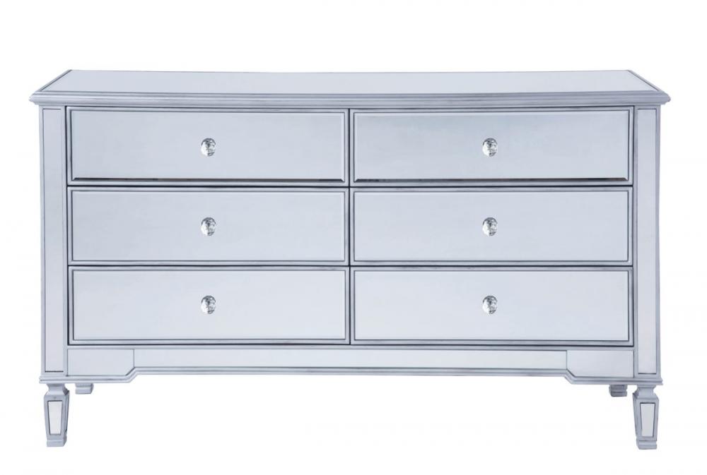 6 drawers cabinet 60 in. x 20 in. x 34 in. in silver paint