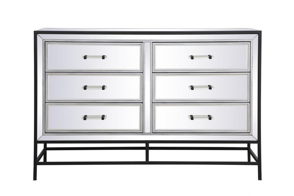 34 inch mirrored 5 drawers chest in black