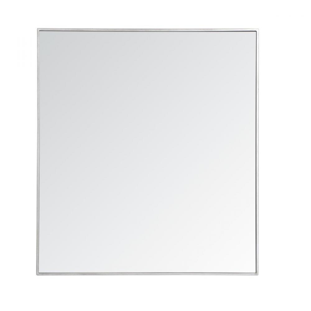 Metal frame rectangle mirror 36 inch in silver