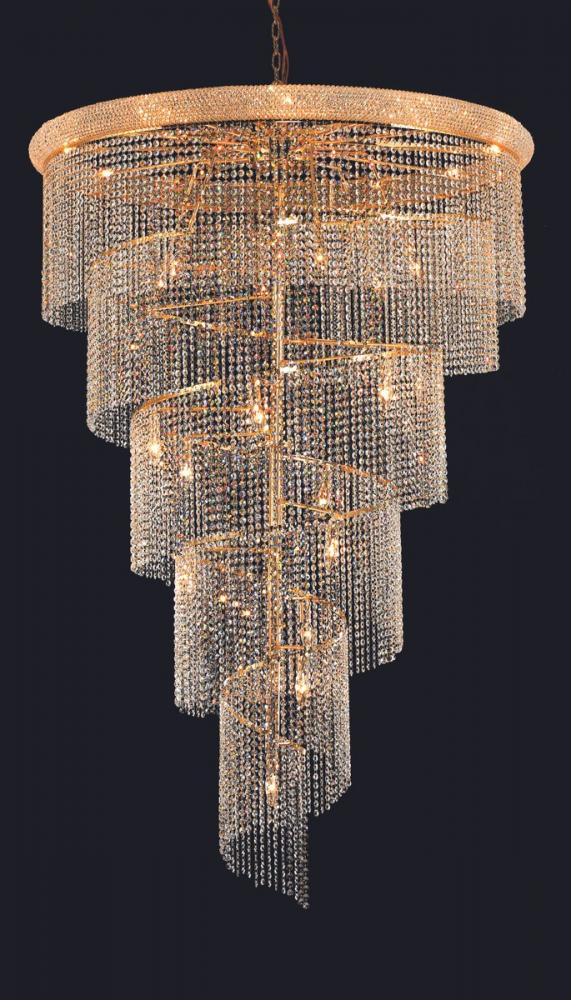 Spiral 29 Light Gold Chandelier Clear Royal Cut Crystal