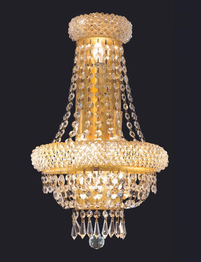 Primo 4 Light Gold Wall Sconce Clear Royal Cut Crystal