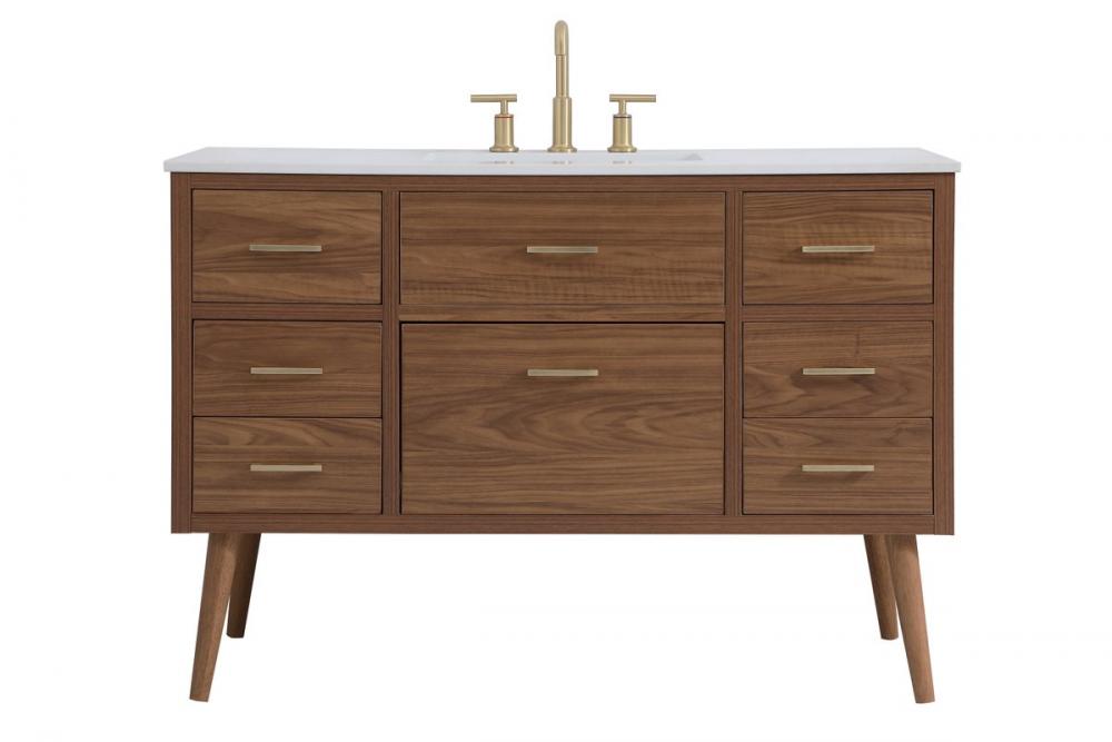 48 Inch Bathroom Vanity in Walnut Brown