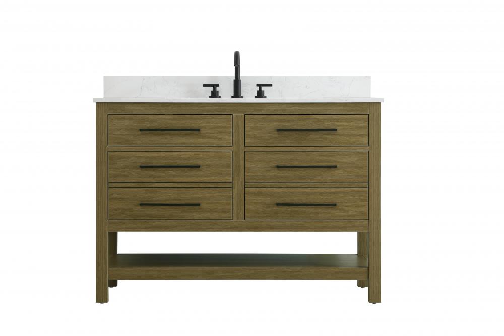 48 inch Single Bathroom Vanity in Chestnut Brown with backsplash