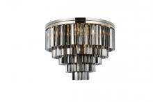  1201F32PN-SS/RC - Sydney 17 Light Polished Nickel Flush Mount Silver Shade (Grey) Royal Cut Crystal