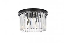 Elegant 1238F16MB/RC - Sydney 3 light Matte Black Flush Mount Clear Royal Cut Crystal