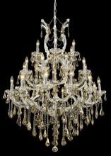 Elegant 2801D38C-GT/RC - Maria Theresa 28 Light Chrome Chandelier Golden Teak (Smoky) Royal Cut Crystal