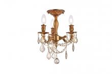 Elegant 9203F13FG-GT/RC - Rosalia 3 Light French Gold Flush Mount Golden Teak (Smoky) Royal Cut Crystal