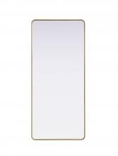 Elegant MR8A3272BRA - Contour Metal Rectangle Mirror 32x72 in Brass