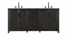 Elegant VF29572DCO - 72 Inch Double Bathroom Vanity In Chocolate Oak