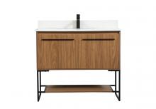 Elegant VF42540WB-BS - 40 Inch Single Bathroom Vanity in Walnut Brown with Backsplash