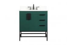 Elegant VF48832MGN-BS - 32 inch Single bathroom vanity in green with backsplash