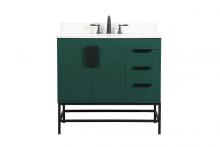 Elegant VF48836MGN-BS - 36 inch Single bathroom vanity in green with backsplash