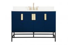 Elegant VF48848MBL-BS - 48 Inch Single Bathroom Vanity in Blue with Backsplash