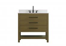 Elegant VF60536MCB-BS - 36 inch Single Bathroom Vanity in Chestnut Brown with backsplash