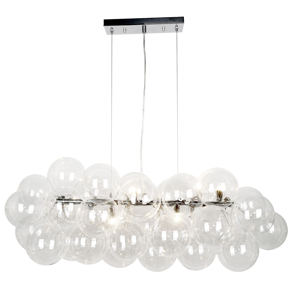 10 Light Halogen Horizontal Pendant, Polished Chrome with Clear Glass