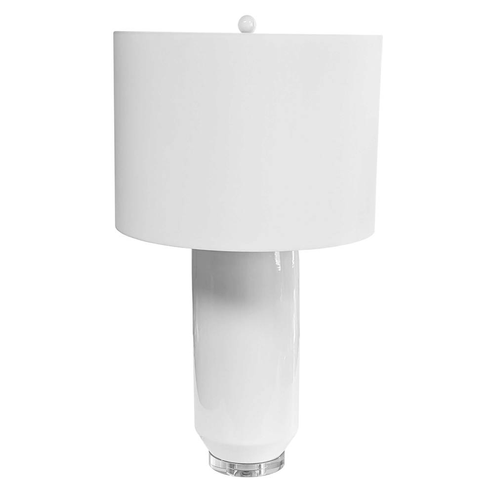 1 Light Ceramic Oversized Table Lamp, White Finish