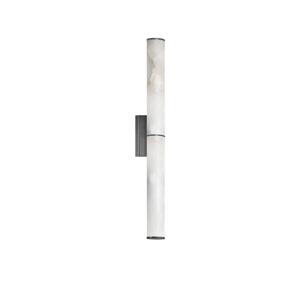20W Matte Black Wall Sconce w/ Alabaster Diffuser