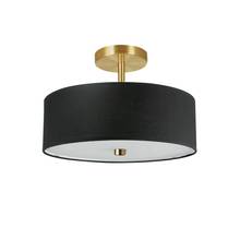 Dainolite 571-143SF-AGB-BK - 3 Light Incandescent Semi-Flush Mount Aged Brass with Black Shade