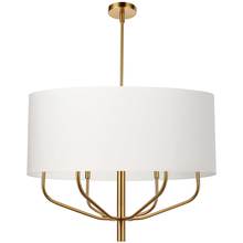 Dainolite ELN-306C-AGB-790 - 6 Light Incandescent Pendant, Aged Brass w/ White Fabric Shade