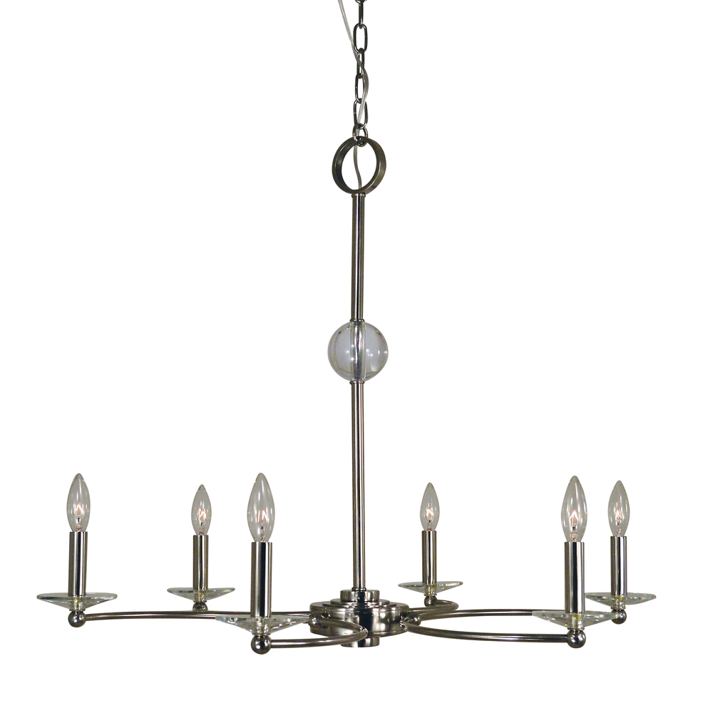 6-Light Polished Nickel Pirouette Chandelier