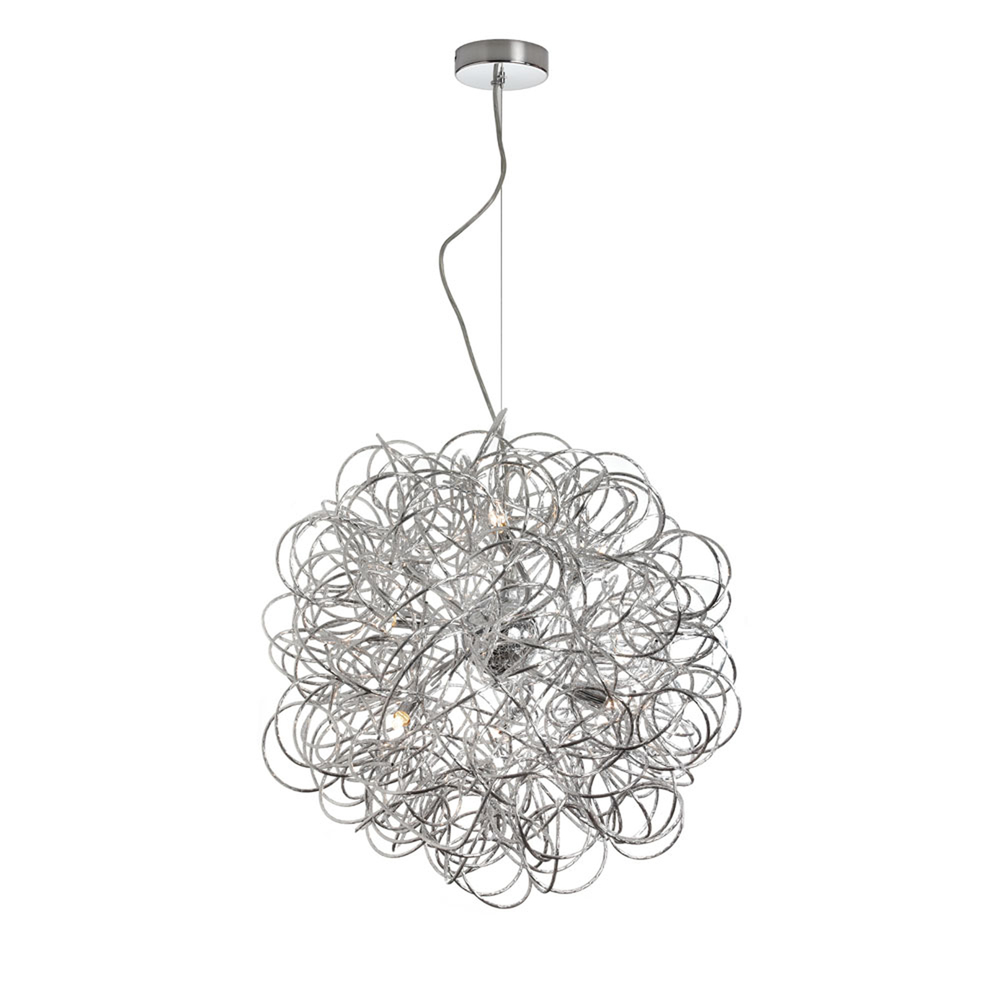 6 Light Tubular Pendant, Polished Chrome Finish