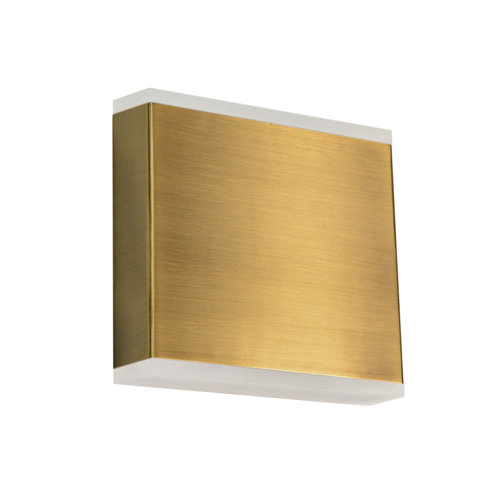 15W LED Wall Sconce, Aged Brass with Frosted Acrylic Diffuser