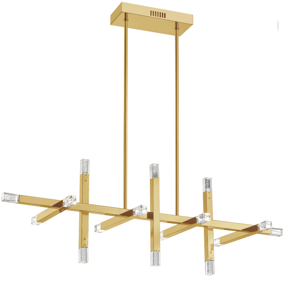 48W Horizontal Aged Brass Chandelier w/ Acrylic Diffuser