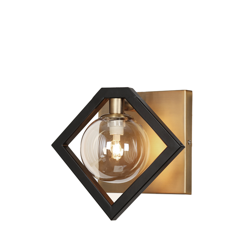 1 Light Wall Sconce, Matte Black & Vintage Bronze Finish, Champagne Glass