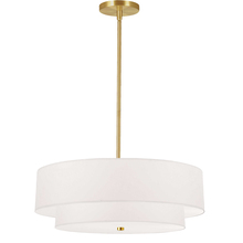 Dainolite 571-224P-AGB-WH - 4 Light Incandescent 2 Tier Pendant, Aged Brass with White Shade