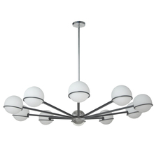 Dainolite SOF-5010C-MB-PC - 10 Light Halogen Chandelier, Matte Black / Polished Chrome with White Opal Glass